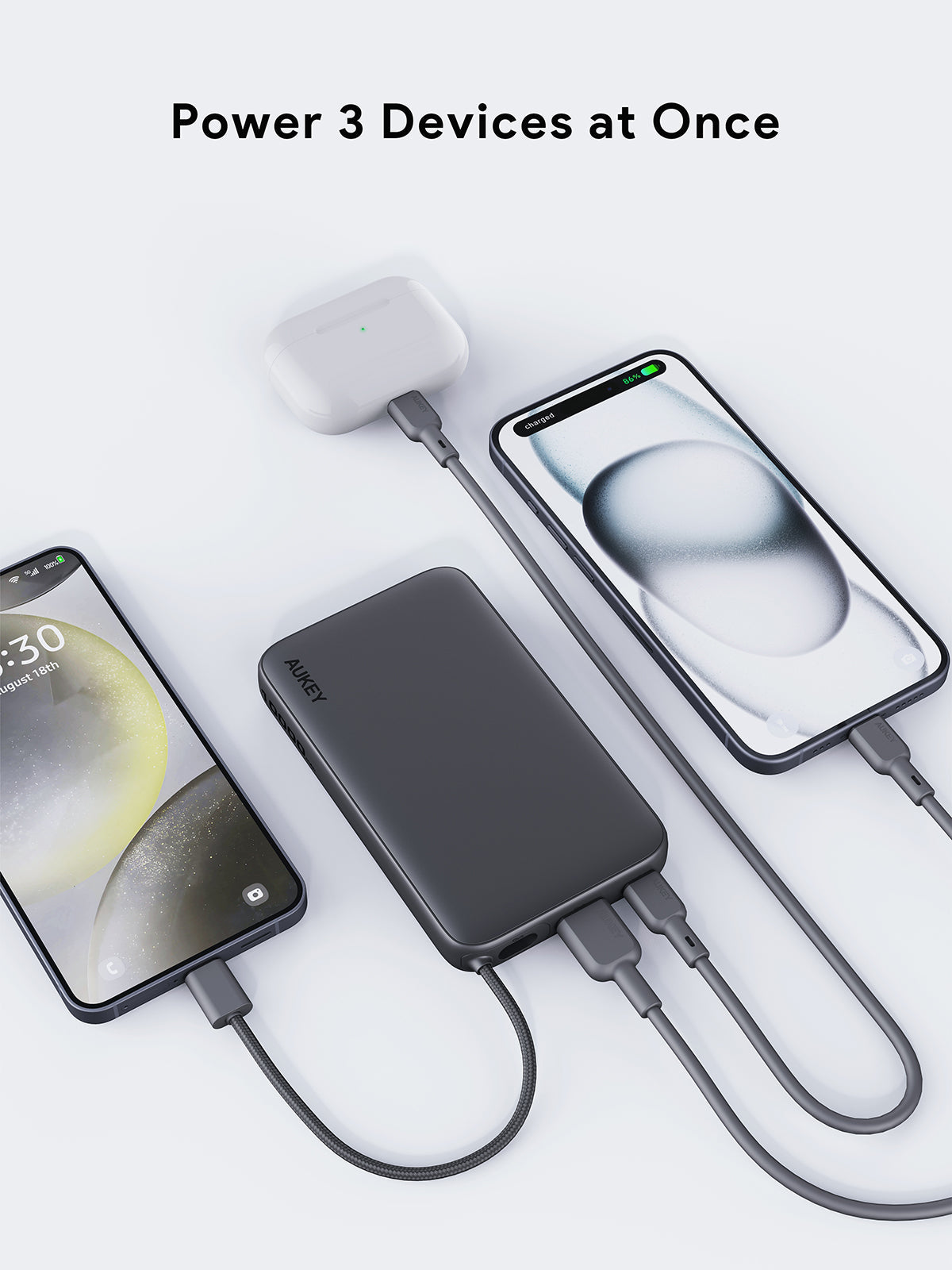 Aukey PB-Y53 Spark Sling 10000mAh Lite Slim PB Built-in USB-C Cable