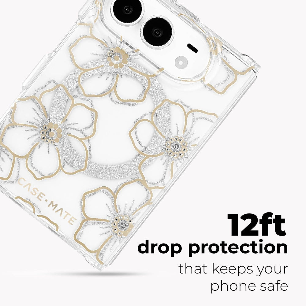Case-Mate iPhone Duo Floral Gems MagSafe Case - Gold