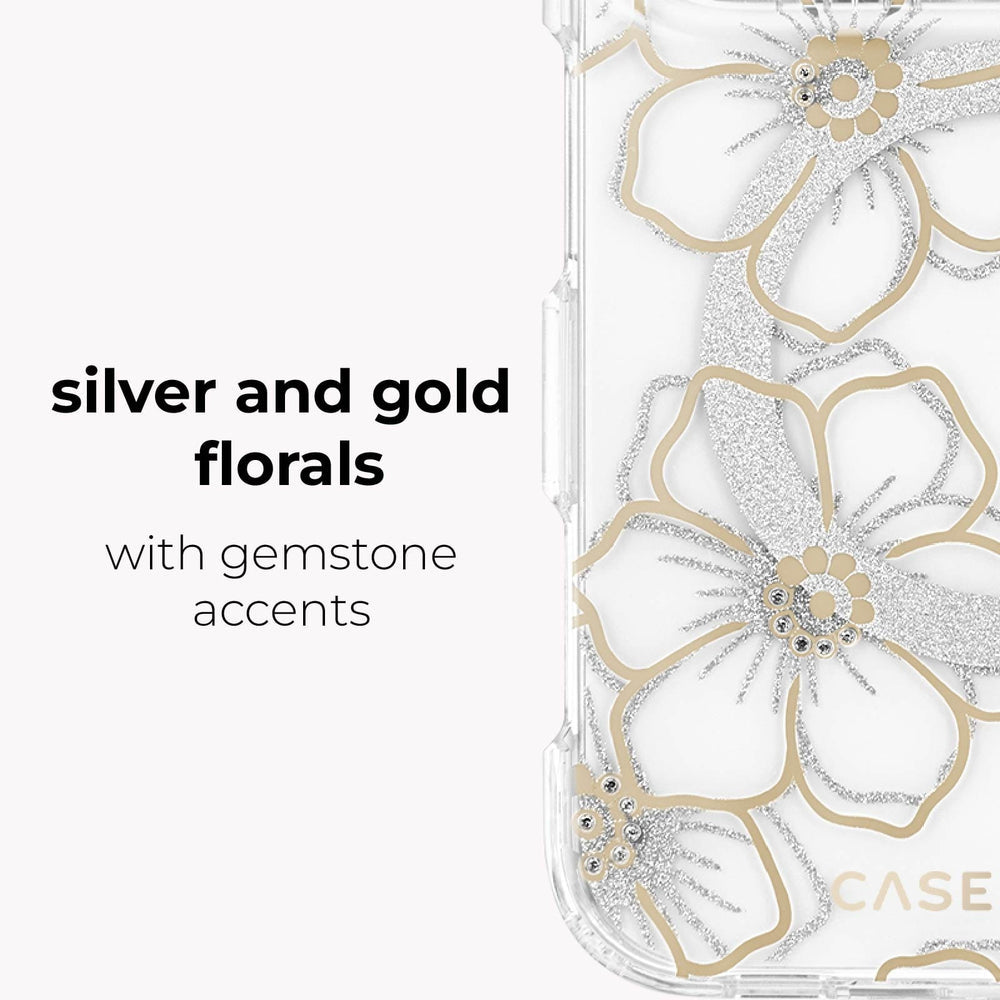 Case-Mate iPhone Duo Floral Gems MagSafe Case - Gold