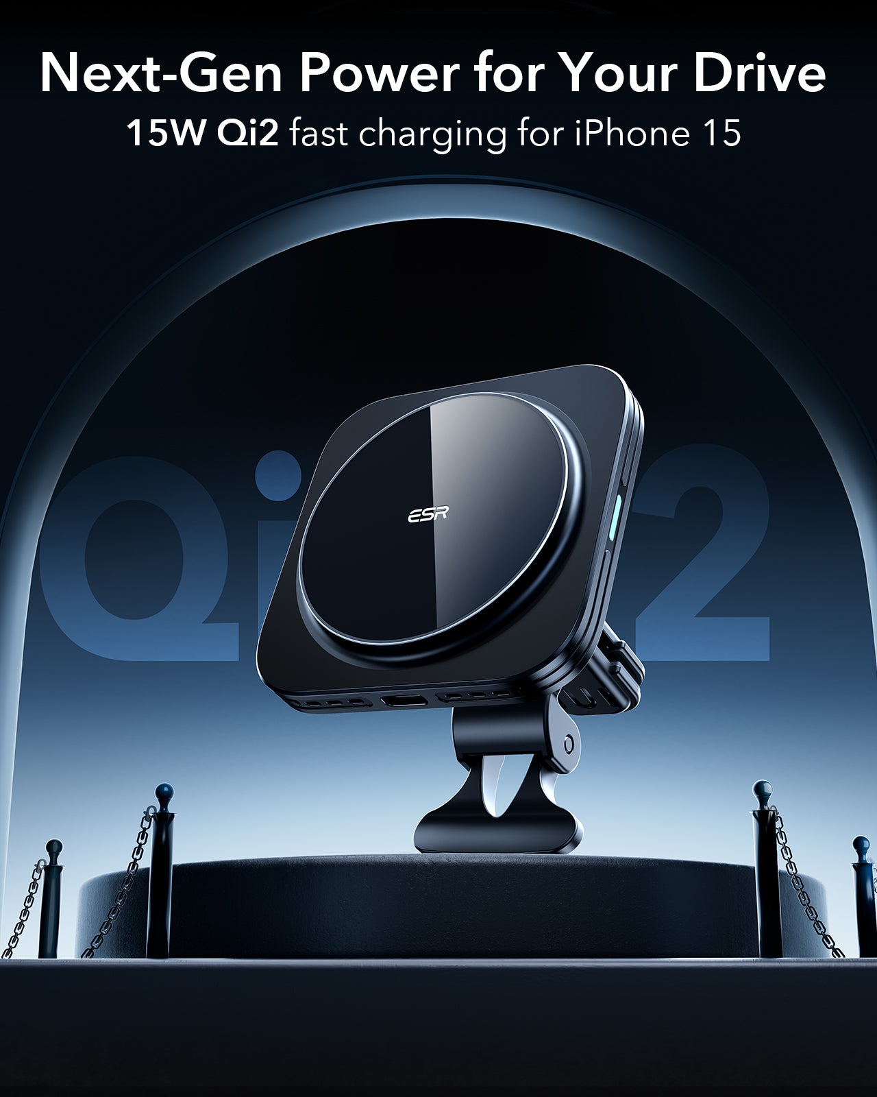 ESR HaloLock Qi2 15W Dashboard Wireless Charger