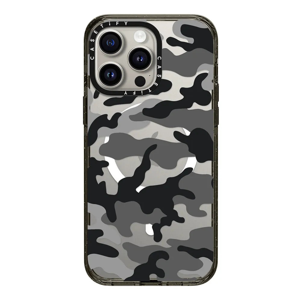 CASETiFY Magsafe Impact Case for iPhone 15/15 Plus/15 Pro/15 Pro Max - Black Camo Clear Black