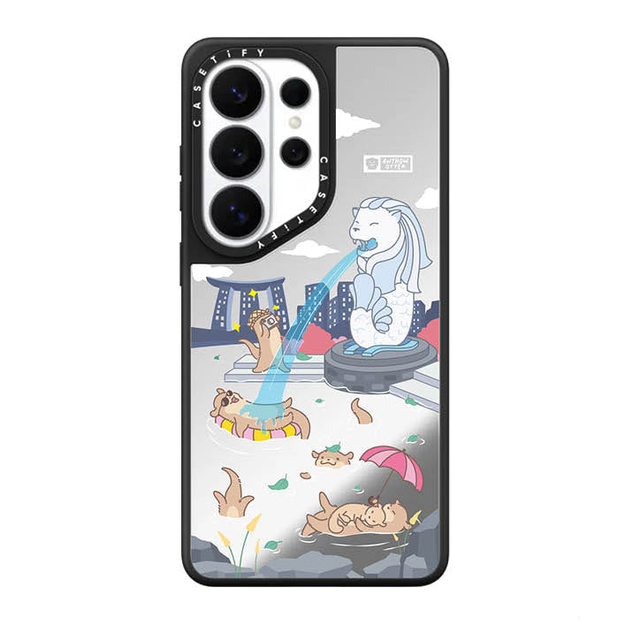 CASETiFY Magsafe Mirror Case for S26 Ultra - Anyhow Otter Cityscape Silver On Black