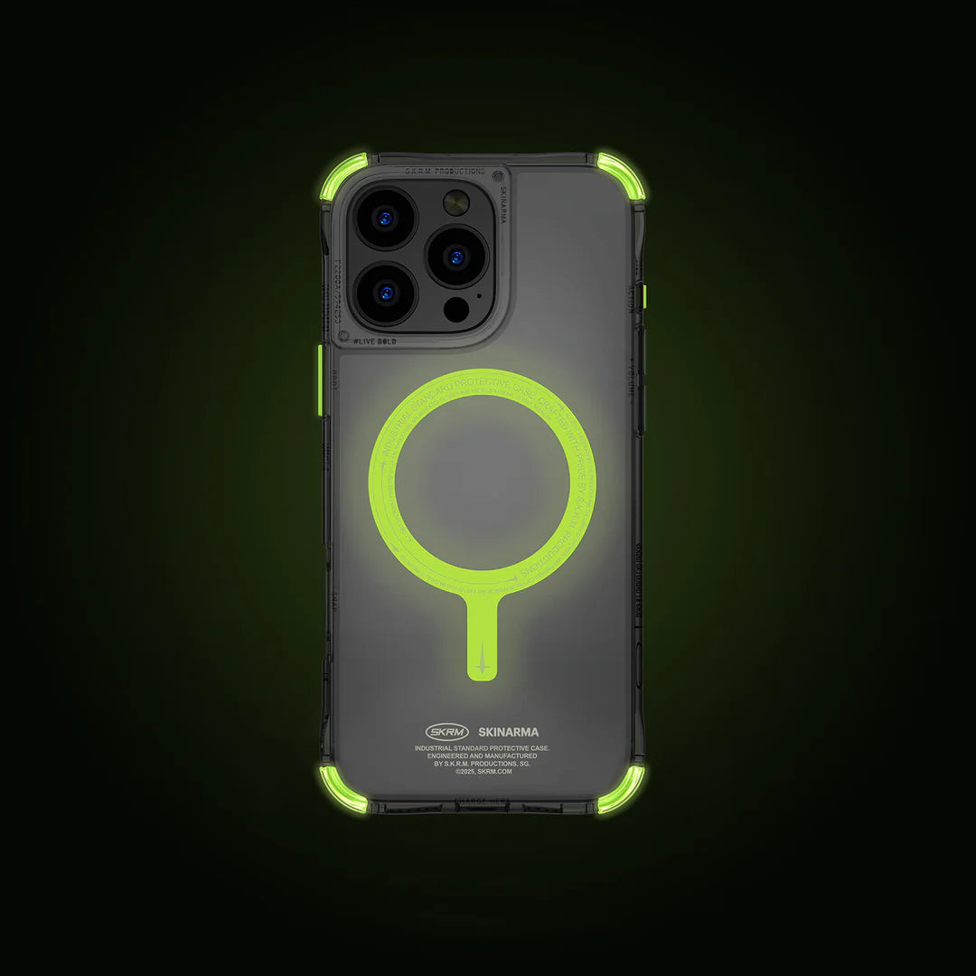 Skinarma iPhone 16 Pro Max Saido NiteGlow Mag-Charge Back Case - Lime Green