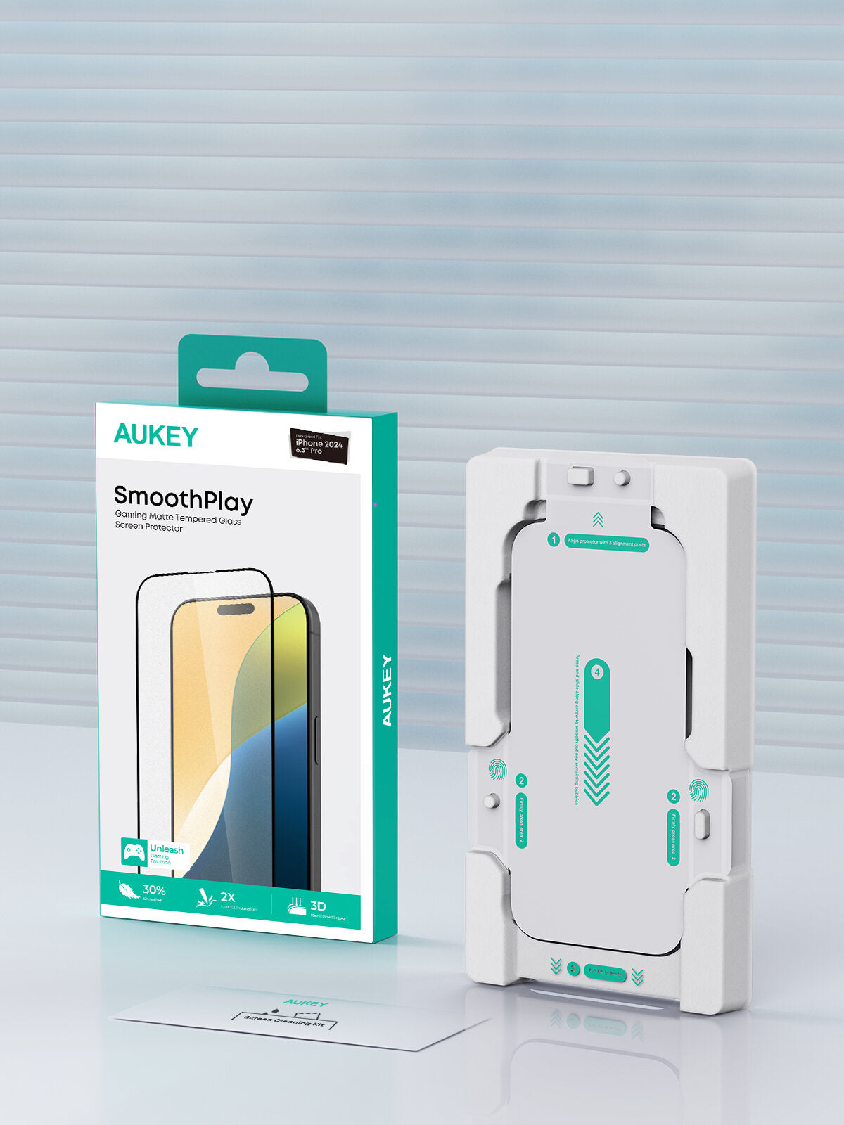 AUKEY SP-YX20 SmoothPlay Gaming Matte Tempered Glass Screen Protector for iPhone 16 / 16 Plus / 16 Pro / 16 Pro Max