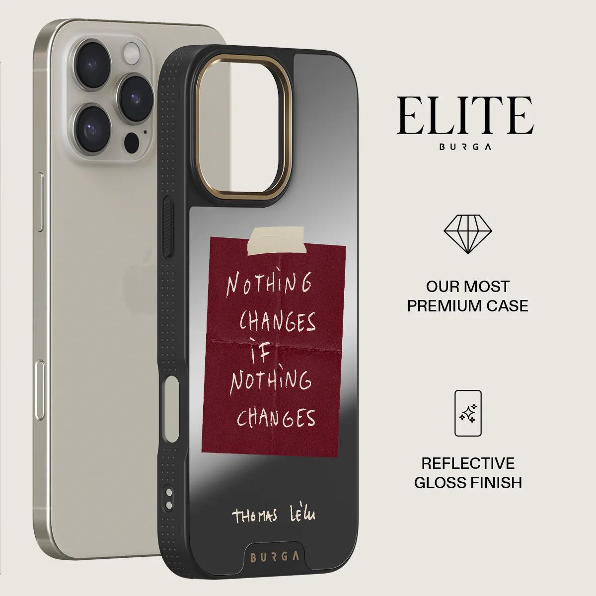 BURGA iPhone 16 Pro Max Nothing Changes Elite Mirror Gold Tough MagSafe Case