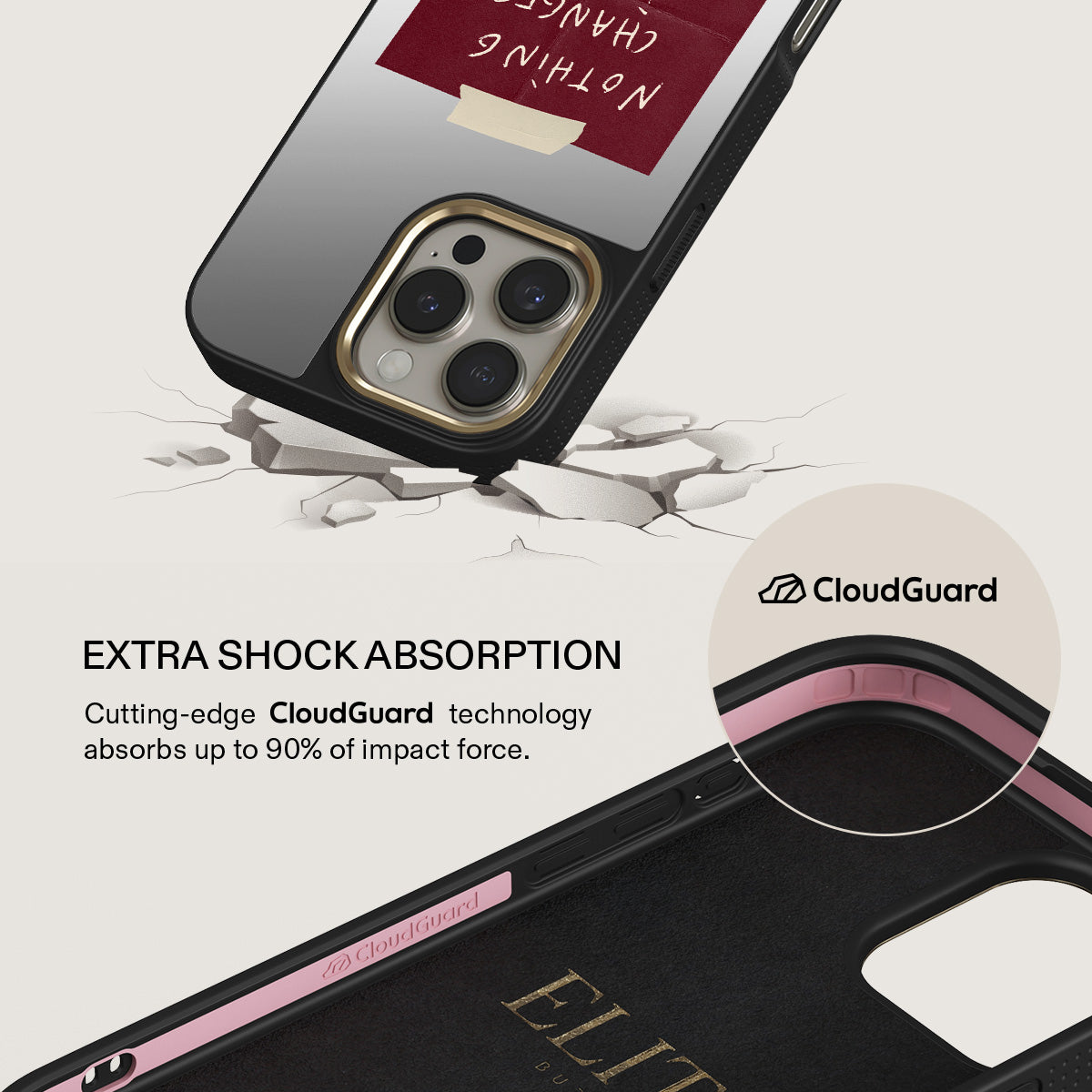 BURGA iPhone 16 Pro Max Nothing Changes Elite Mirror Gold Tough MagSafe Case