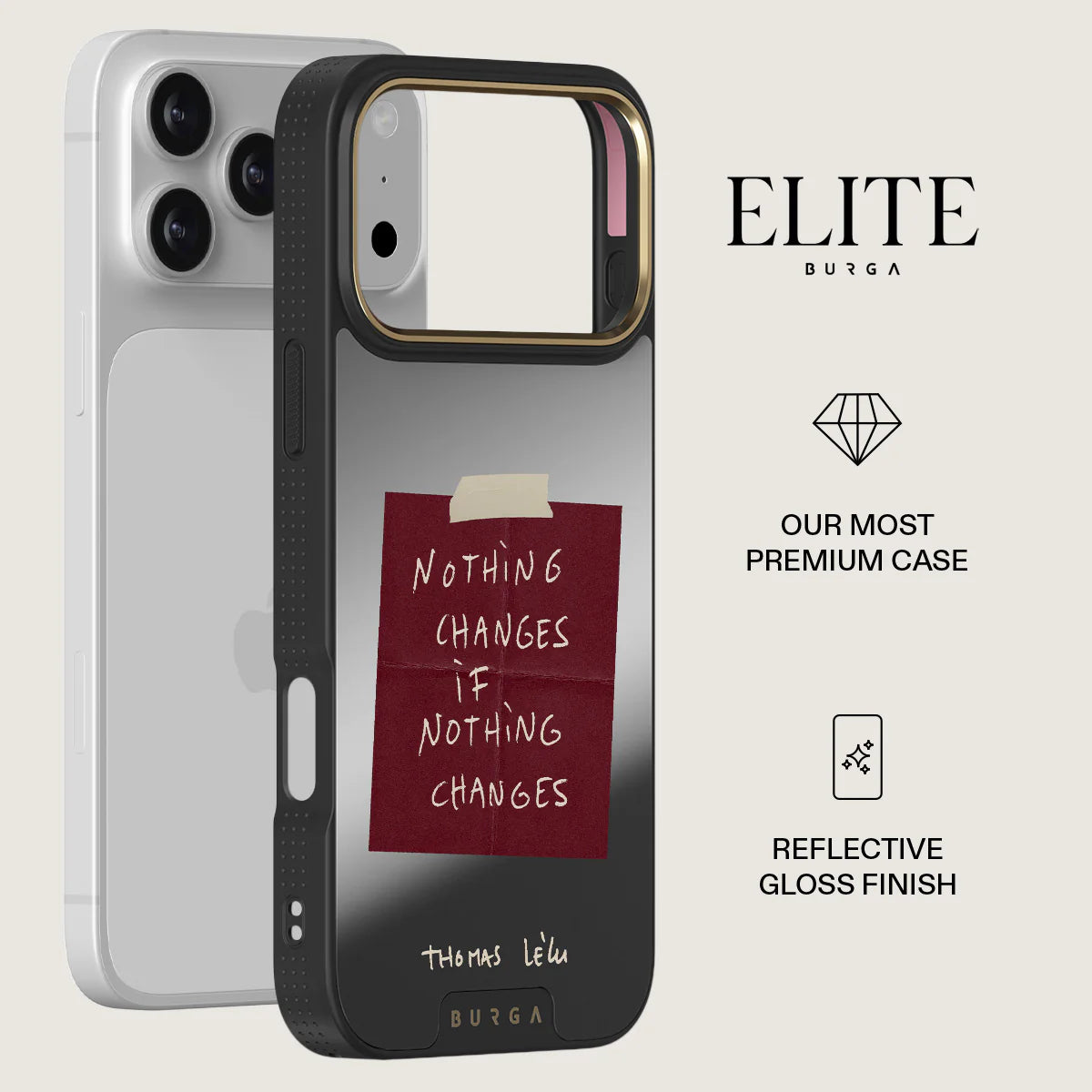 BURGA iPhone 17 Pro Max / 17 Pro Nothing Changes Elite Mirror Gold Tough MagSafe Case