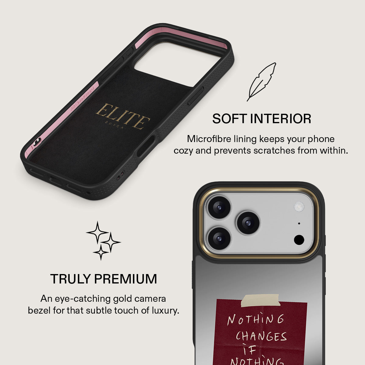 BURGA iPhone 17 Pro Max / 17 Pro Nothing Changes Elite Mirror Gold Tough MagSafe Case