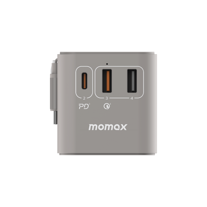 Momax UA18 I-World+ 70W GaN 3-Port + AC Travel Adapter w/ Built-in USB-C Cable