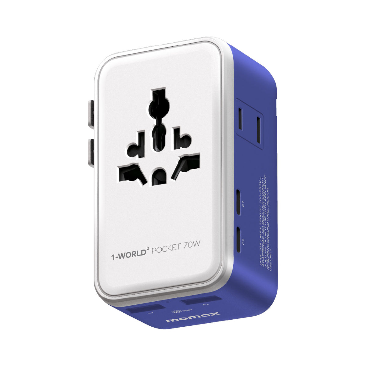 Momax UA36 1-World² Pocket 70W GaN 4-Port Dual AC Travel Adapter