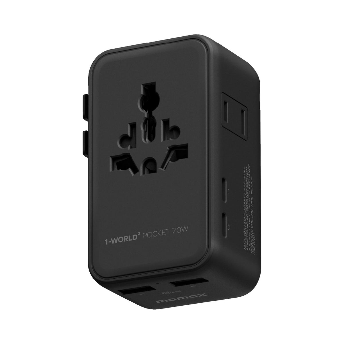 Momax UA36 1-World² Pocket 70W GaN 4-Port Dual AC Travel Adapter