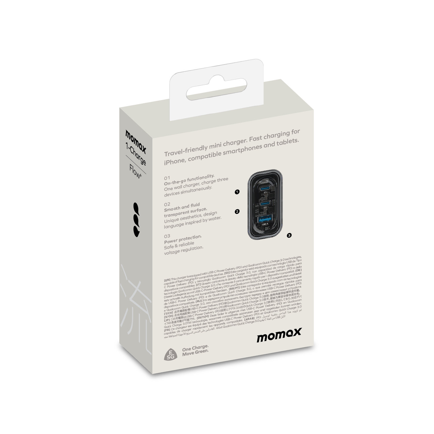 Momax UM52 1-Charge Flow 80W 3-Ports Charger (UK)