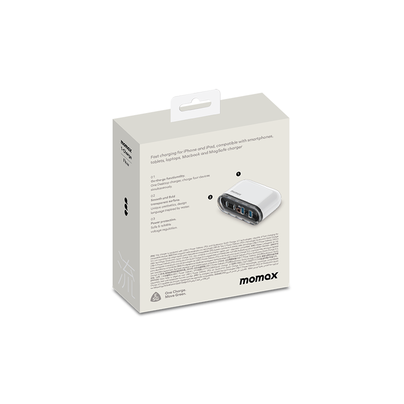 Momax UM53 1-Charge Flow 80W 4-Ports Desktop Charger (UK)