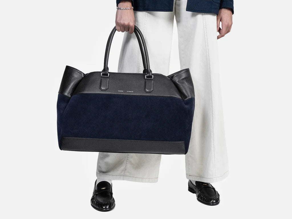 Grams(28) 184 Weekender Tote Bag - Pebbled Suede Black