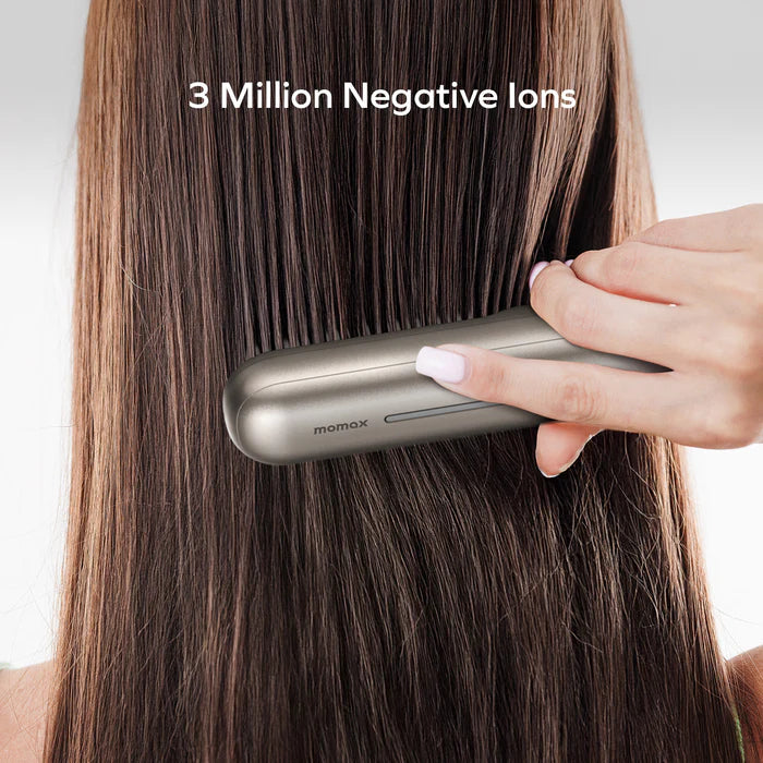 Momax HL19 1-Care Sleek Travel Cordless Negative Ion Hair Straightening Brush