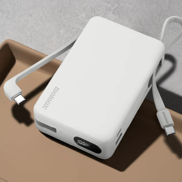 Momax IP139 1-Power Vital+ 20000mAh Battery Pack with Dual Built-in USB-C Cable