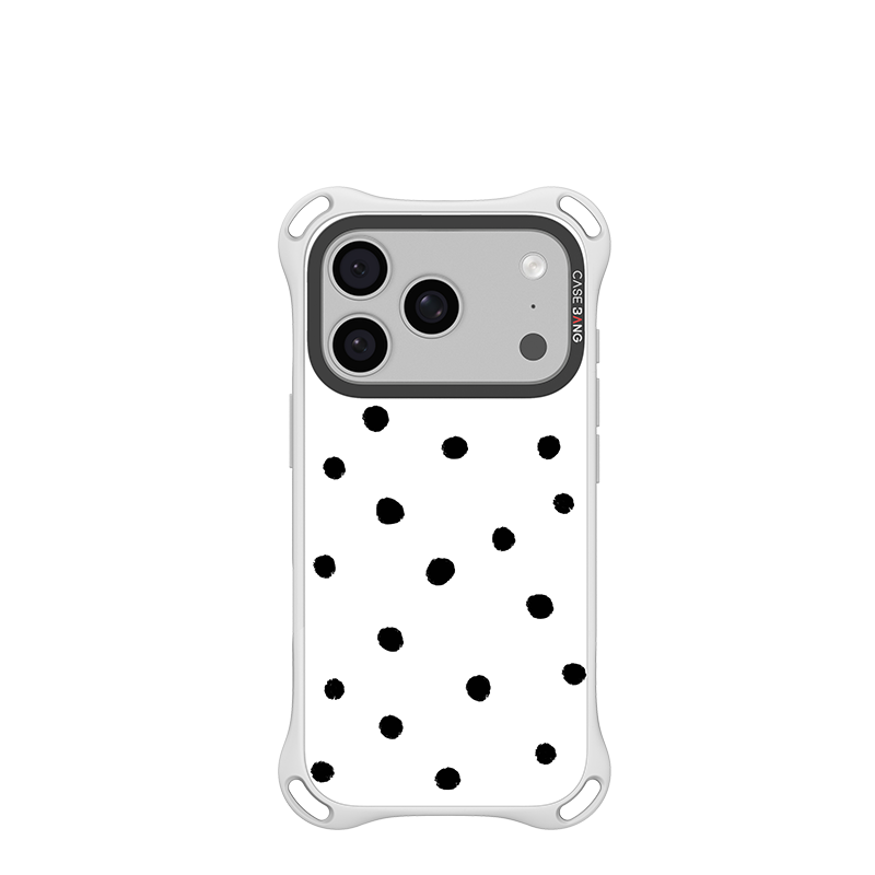 CASEBANG QuadGuard ImagiSnap Snap-On Base Case for iPhone 17-16 Series - Polka Dots | Base Case + Snap-On Cover set