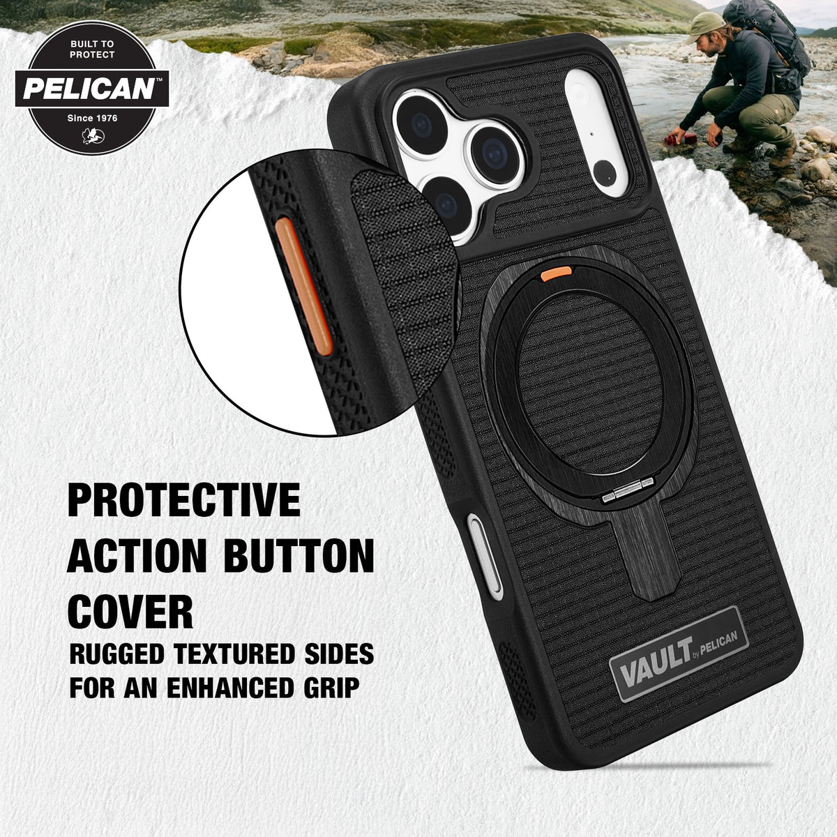 Pelican iPhone 18 /17 Pro / Pro Max Vault MagSafe Case with 360° Metal Kickstand