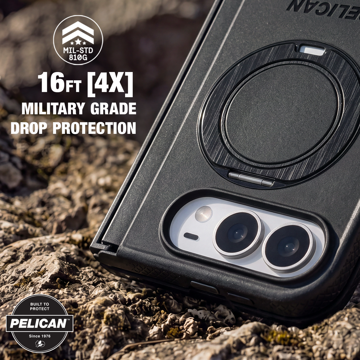 Pelican iPhone Duo Protector MagSafe Case with 360° Metal Kickstand - Black