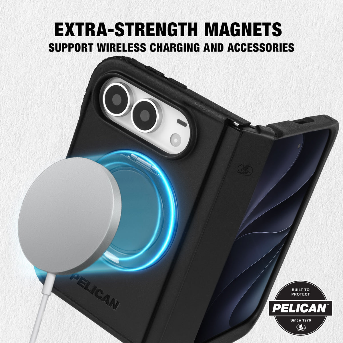 Pelican iPhone Duo Protector MagSafe Case with 360° Metal Kickstand - Black