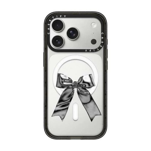 CASETiFY Magsafe Impact Case for iPhone 17 Pro / 17 Pro Max - Metallic Ribbon Clear Black
