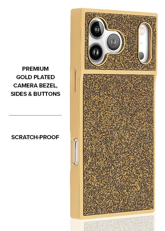Flaunt iPhone 18 / 17 Pro Max SQUARE MagSafe Case - Gold Crystal Elegance