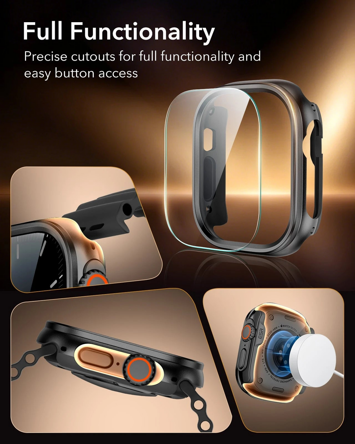 ESR Apple Watch Ultra 3 (49mm) Armorite Pro Protection Set (1 Case + 2 Tempered Glass)