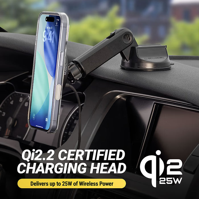 Scosche MagicMount Charge Pro Flip - 25W Qi2 Magnetic Wireless Car Charging Phone Mount