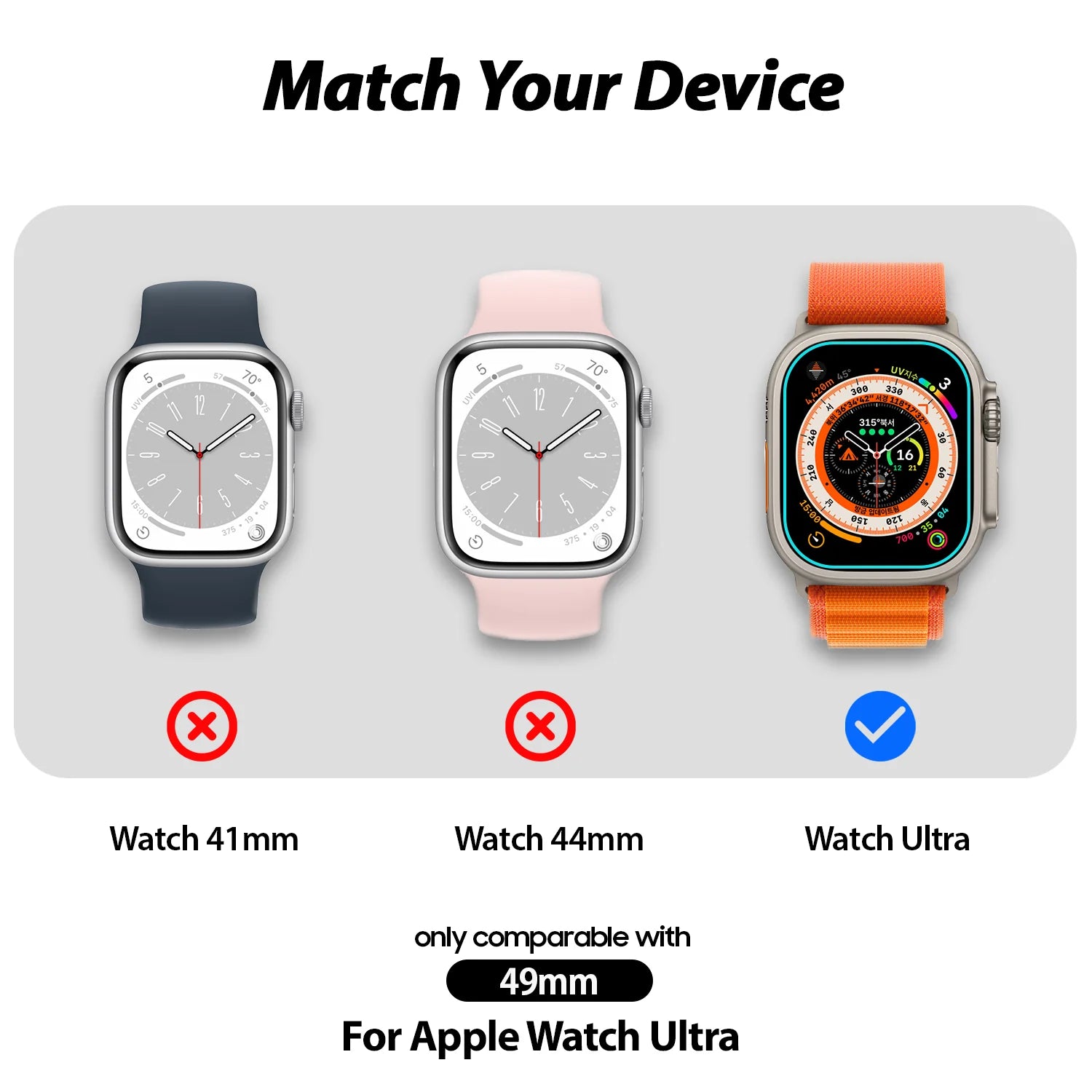 Whitestone AR Clear Glass for Apple Watch Ultra 49mm 2pcs Pack