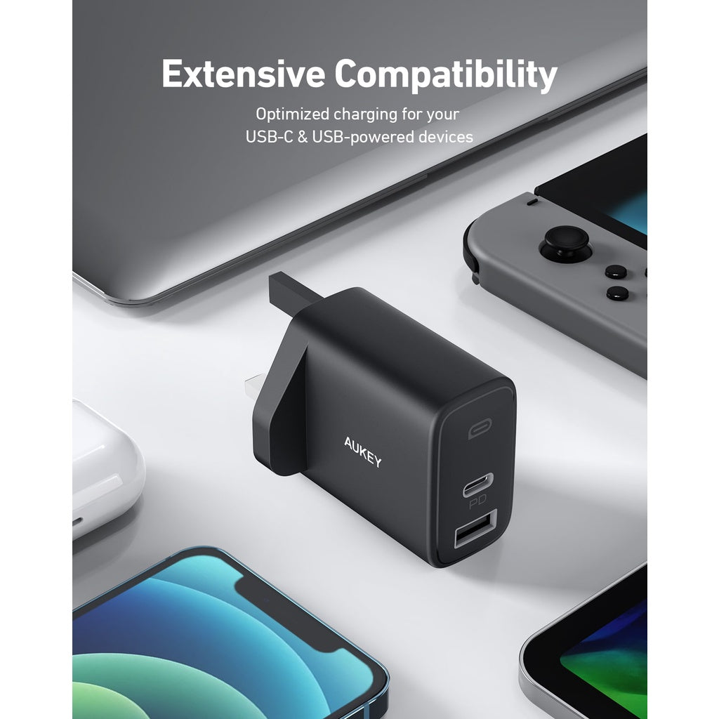 Aukey PA-F3S 32W Swift Series PD Dual USB-C & USB-A Wall Charger (24 Months Warranty)
