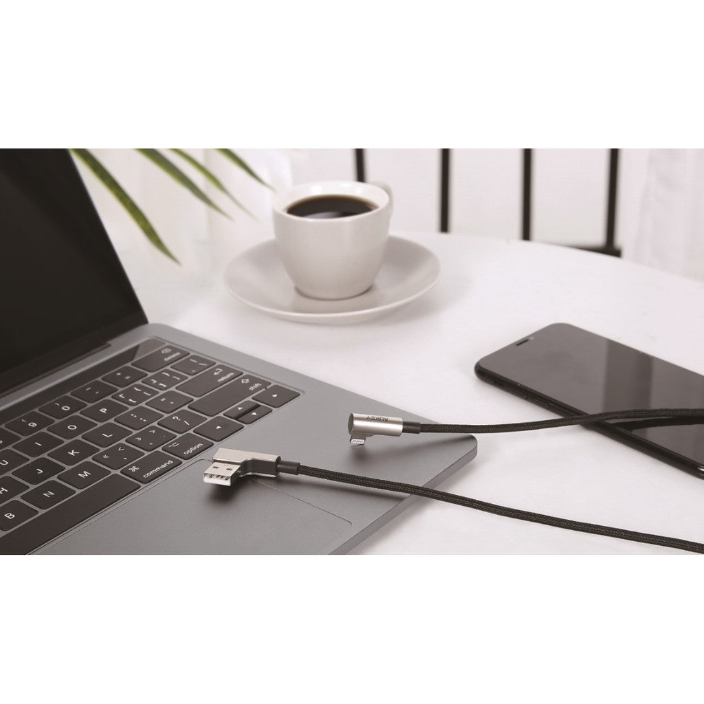 Aukey CB-BAL6 MFi Right Angle Nylon Braided Lightning Cable