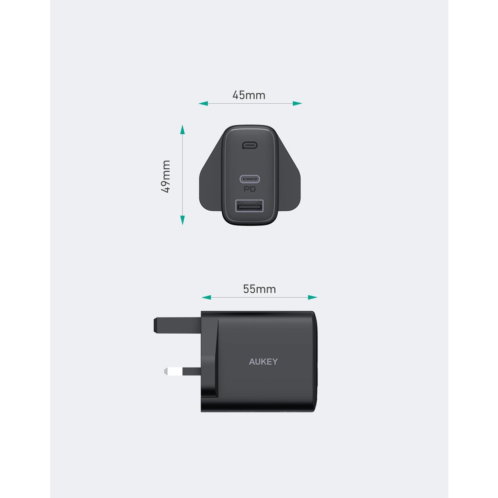 Aukey PA-F3S 32W Swift Series PD Dual USB-C & USB-A Wall Charger (24 Months Warranty)