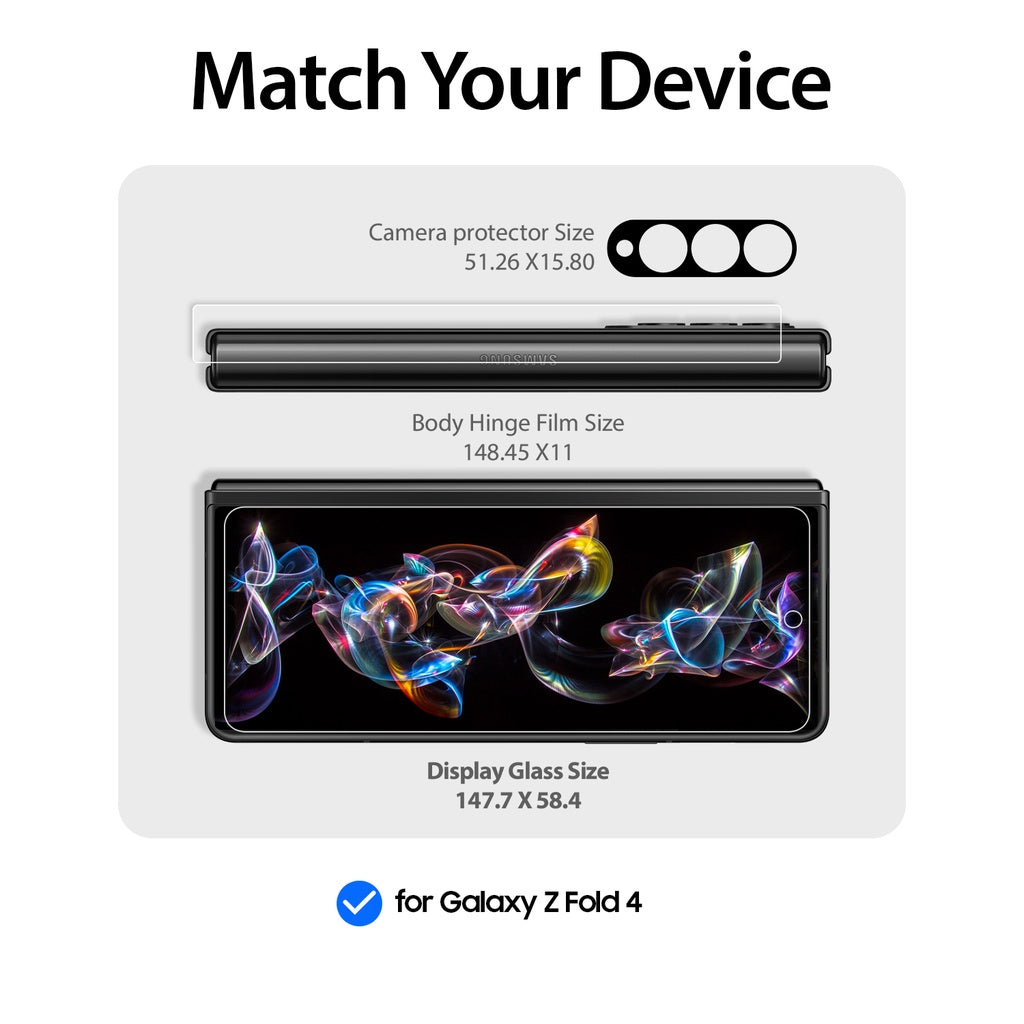 Whitestone Dome EZ Glass Samsung Galaxy Z Fold 4 Full Coverage Tempered Glass Shield w Hinge Cover Film & Cam - 2 Pack