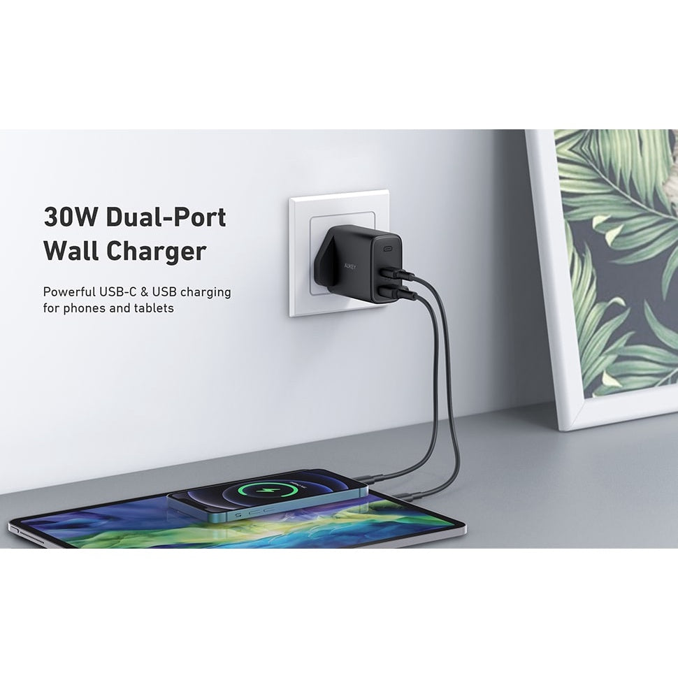 Aukey PA-F3S 32W Swift Series PD Dual USB-C & USB-A Wall Charger (24 Months Warranty)