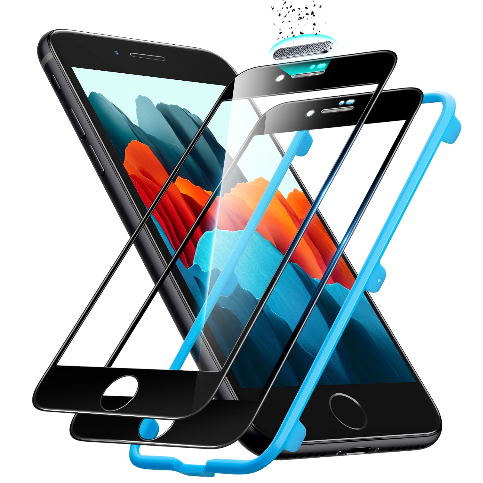 ESR 2pcs Armorite Full-Coverage Tempered-Glass Screen Protector with Speaker Shield for iPhone SE (2022/2020)