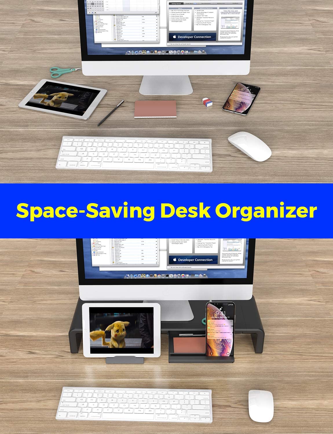 MONO Dsign Desktop Monitor Stand with Built in Storage and Phone Stand