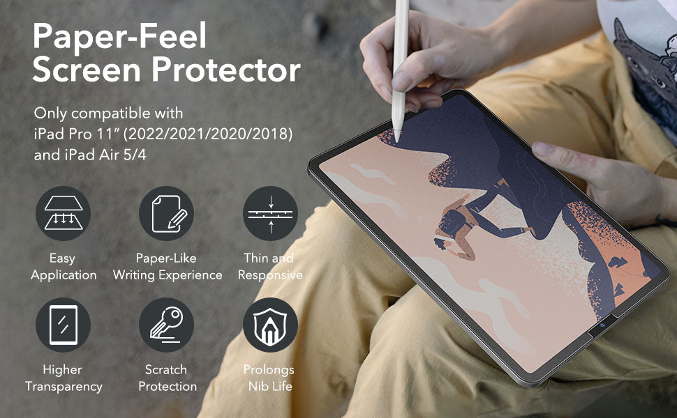 ESR Paper-Feel Screen Protector for iPad 10th Gen / Air 5/4 / Pro 11 / Pro 12.9 (2018/ 2020/2021/2022) - 1/2 pcs