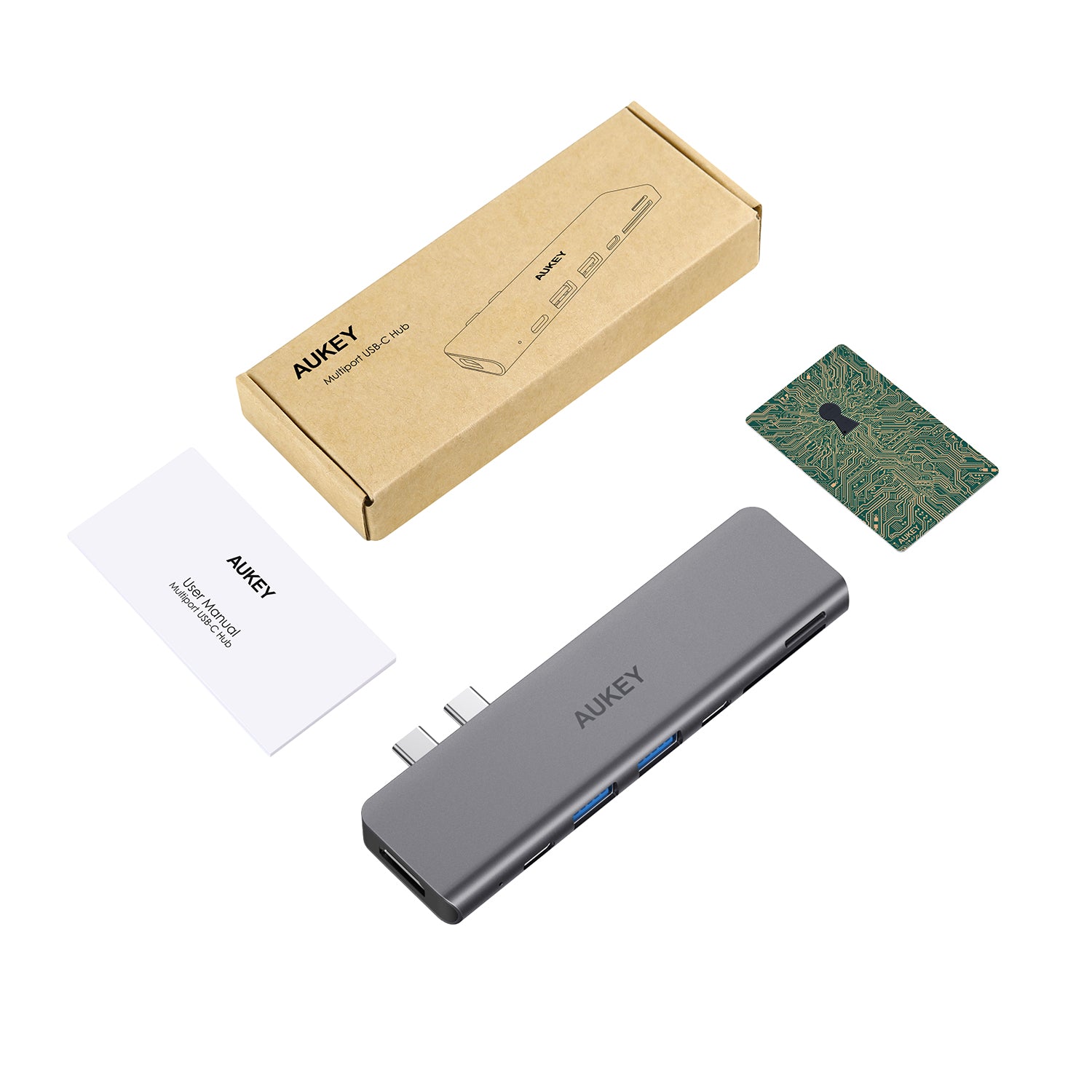 Aukey CB-C76 Type C to USB 3.0 7-in-1 Thunderbolt 3 Hub