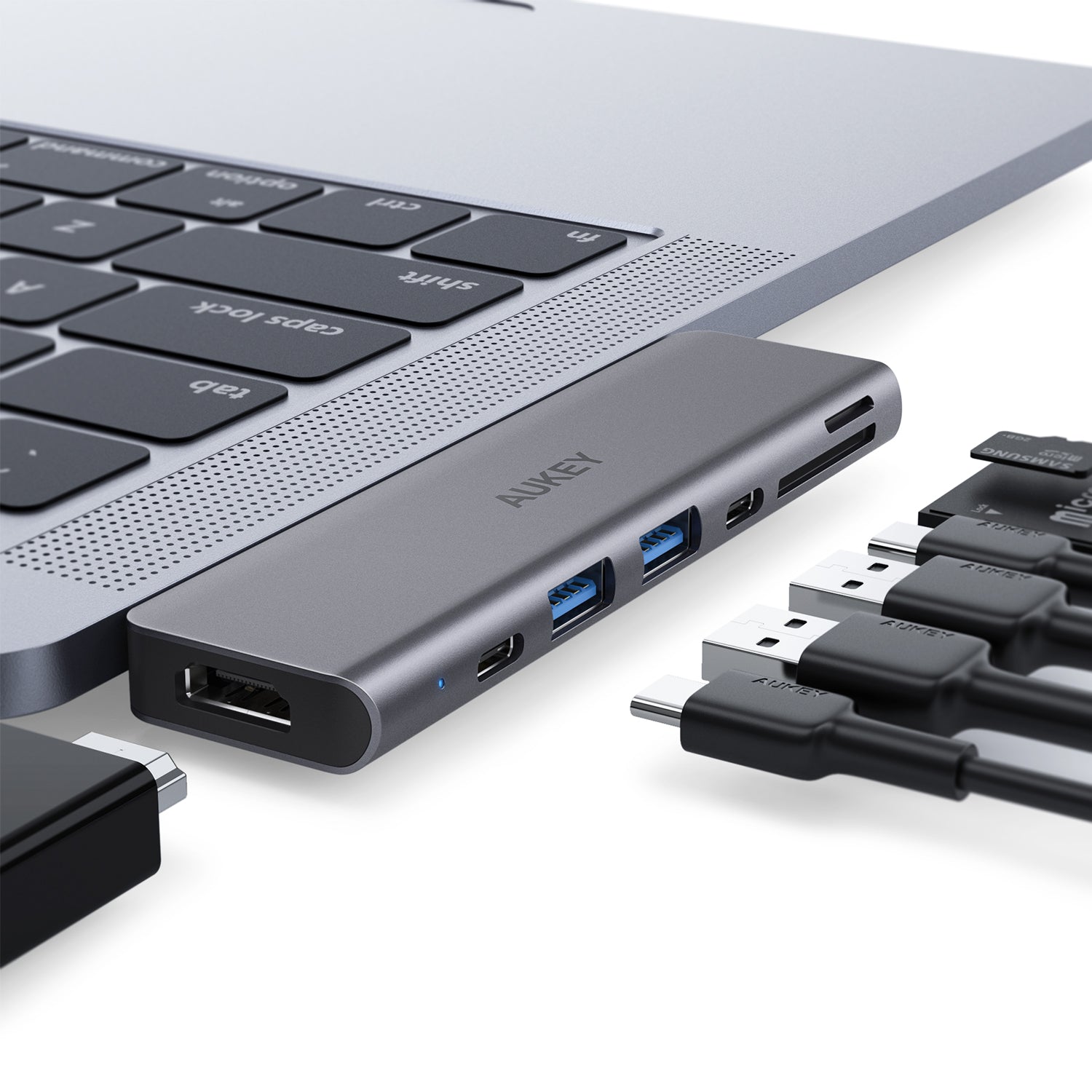 Aukey CB-C76 Type C to USB 3.0 7-in-1 Thunderbolt 3 Hub