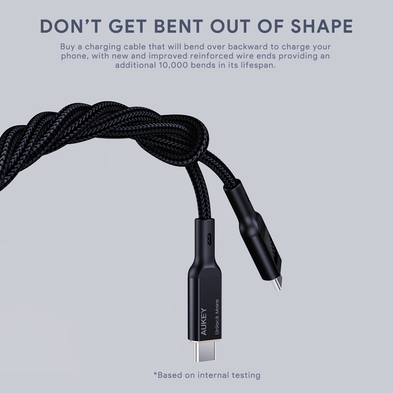 Aukey CB-MCC101/CB-MCC102 100W Nylon Braided USB C to C Cable with LCD Display (1/1.8m)