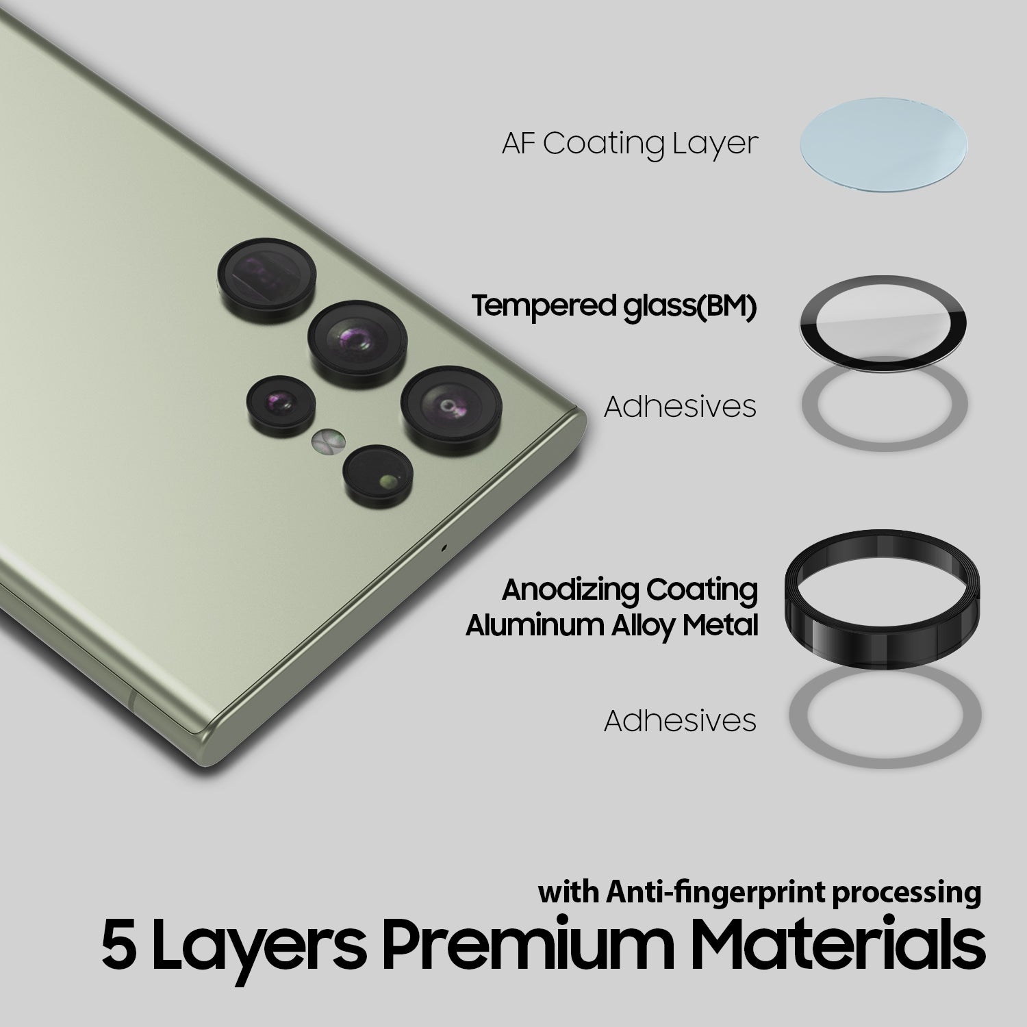 Whitestone Samsung Galaxy S23 Ultra Camera Protector Ring Type