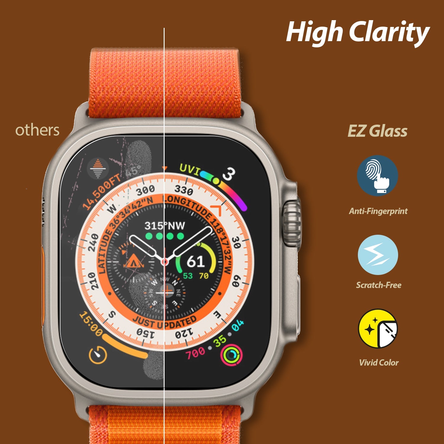 Whitestone Apple Watch Ultra 49mm EZ Tempered Glass Screen Protector - 2 Pack