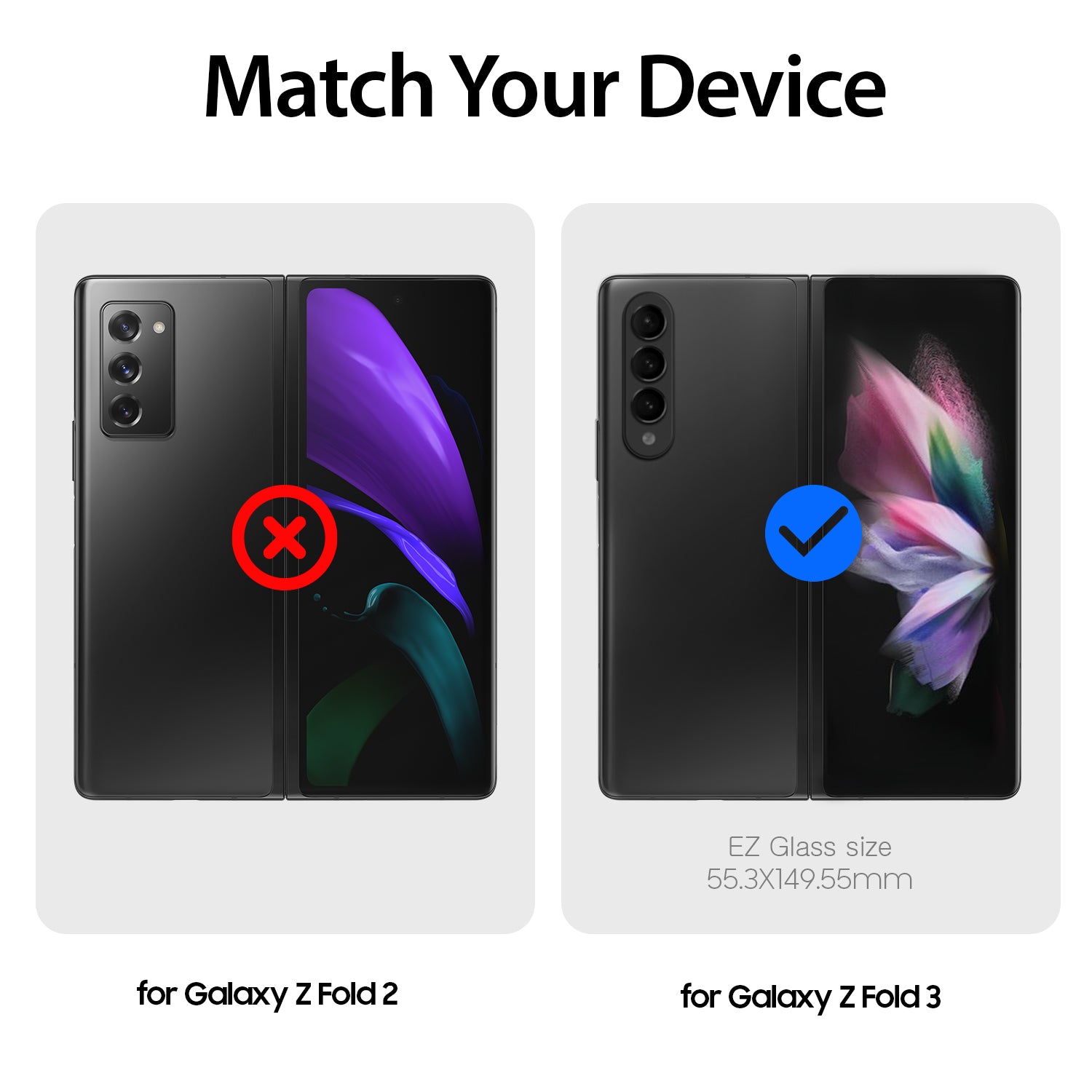 Whitestone Galaxy Z Fold 3 FRONT DISPLAY EZ Tempered Glass Screen Protector