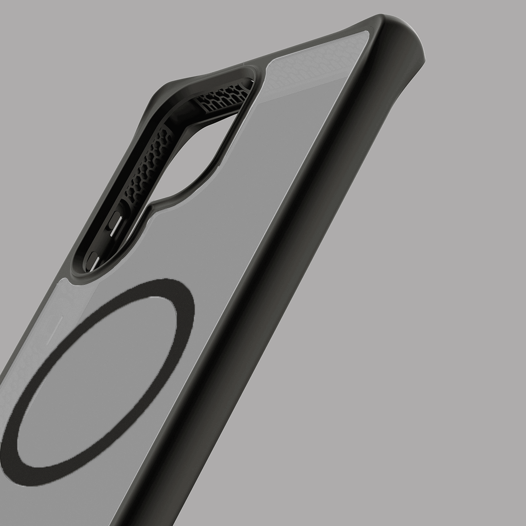 ITSKINS Hybrid R Solid Compatible with Magsafe For Galaxy S23 Ultra Plain Black and Transparent