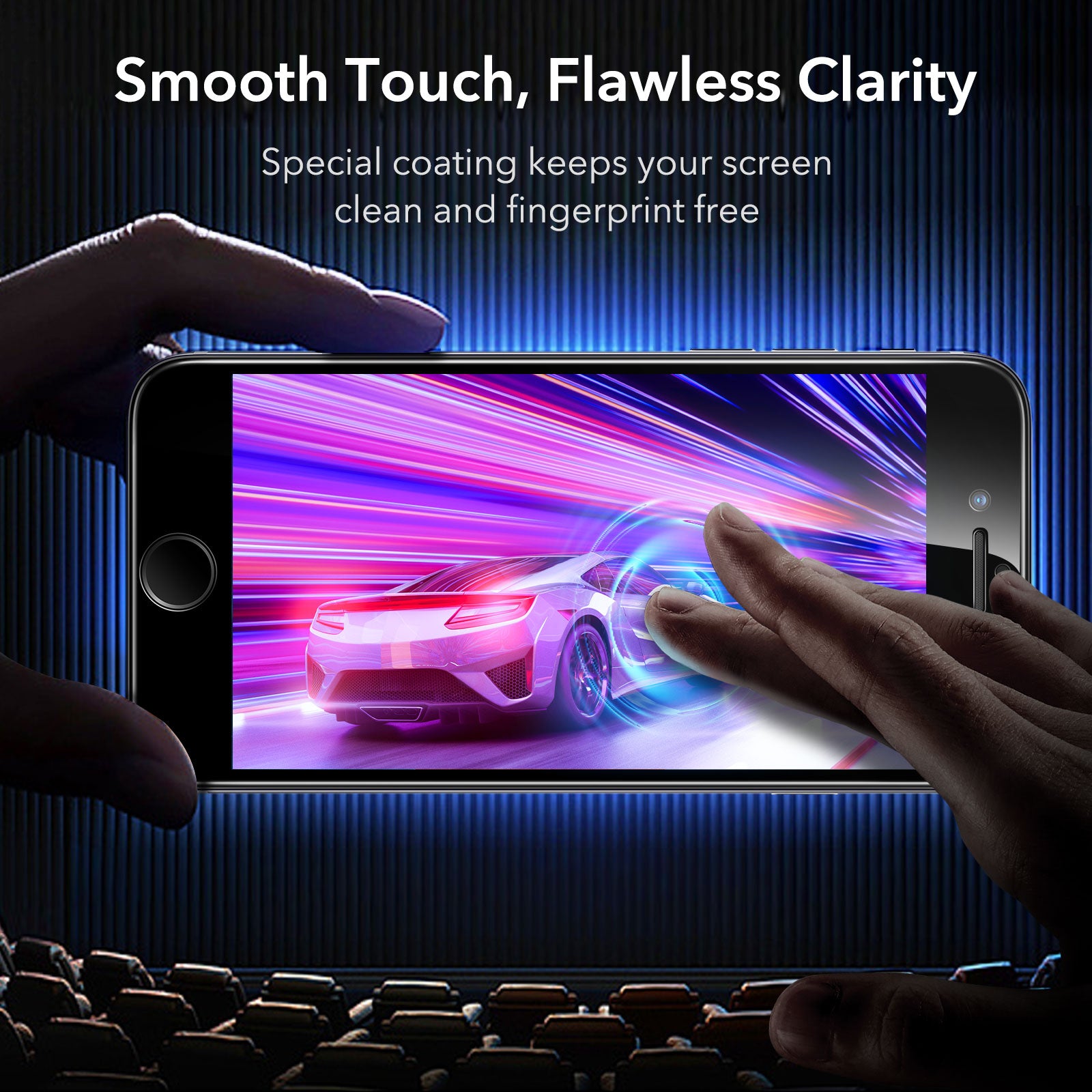 ESR 2pcs Armorite Full-Coverage Tempered-Glass Screen Protector with Speaker Shield for iPhone SE (2022/2020)