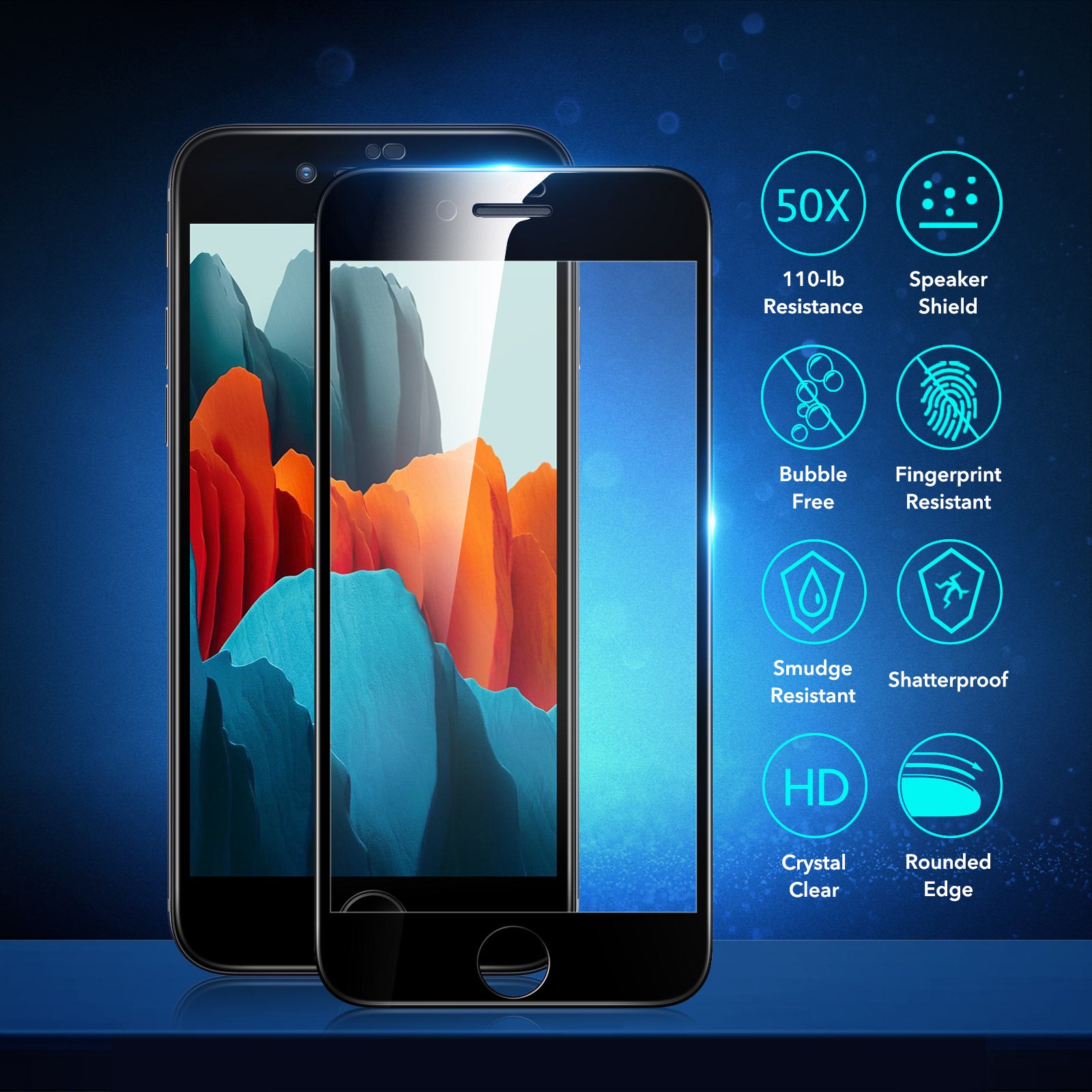 ESR 2pcs Armorite Full-Coverage Tempered-Glass Screen Protector with Speaker Shield for iPhone SE (2022/2020)