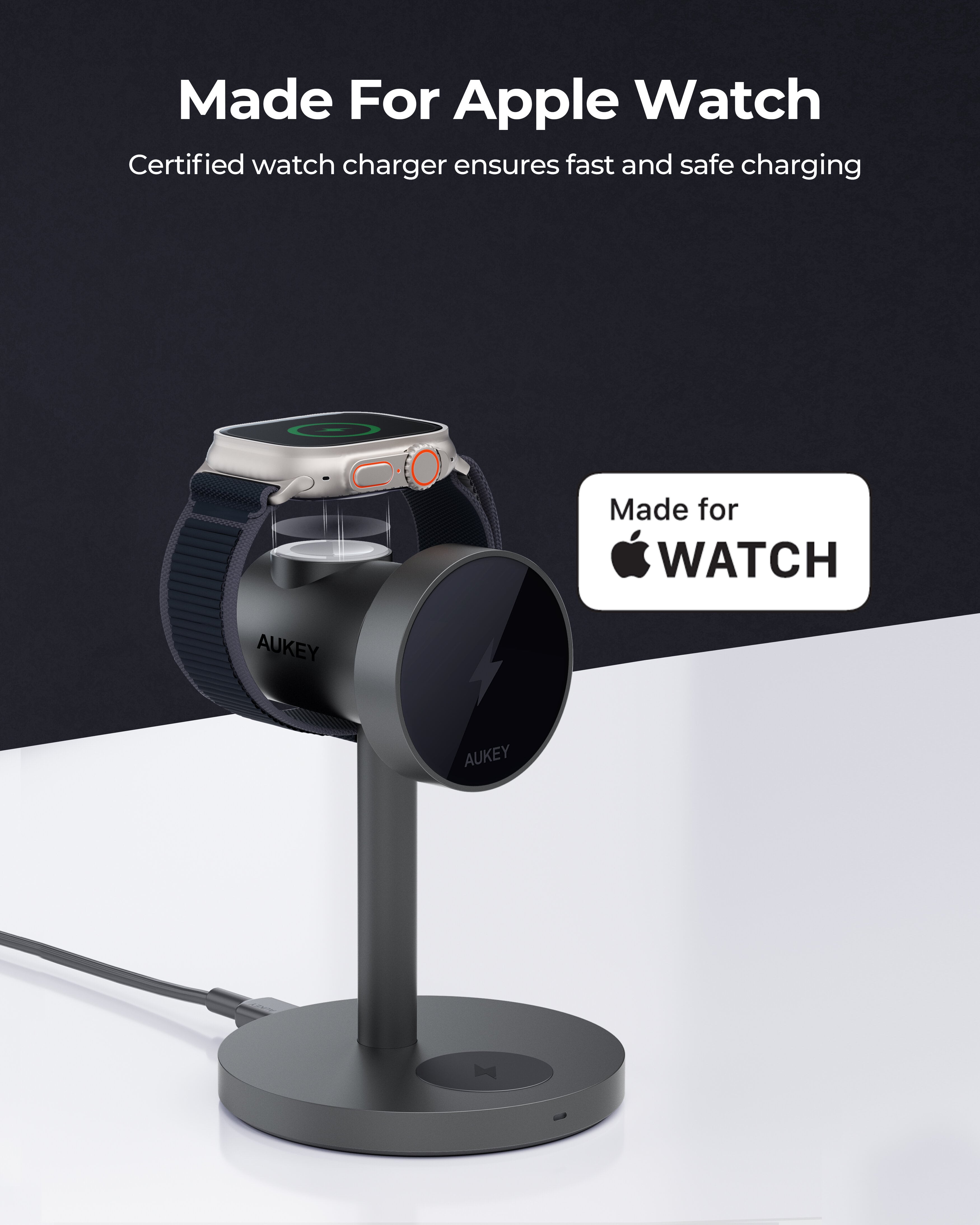 AUKEY LC-MC311 MagFusion 3-in-1 15W Magnetic Wireless Charger MFI Certified