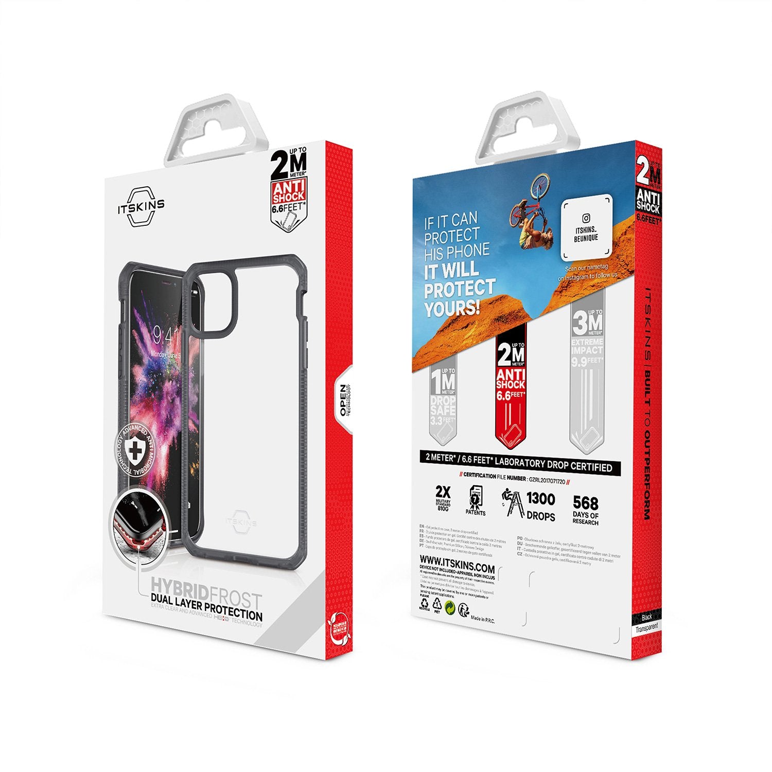 ITSKINS Hybrid Frost (MKII) Black & Transparent iPhone 11 Pro Max Case