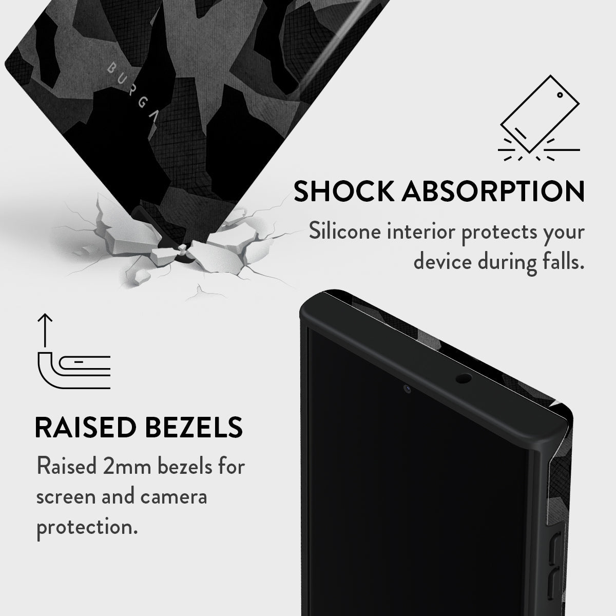 Burga Night Black Camouflage - Samsung Galaxy S23 Plus / Ultra Tough Case