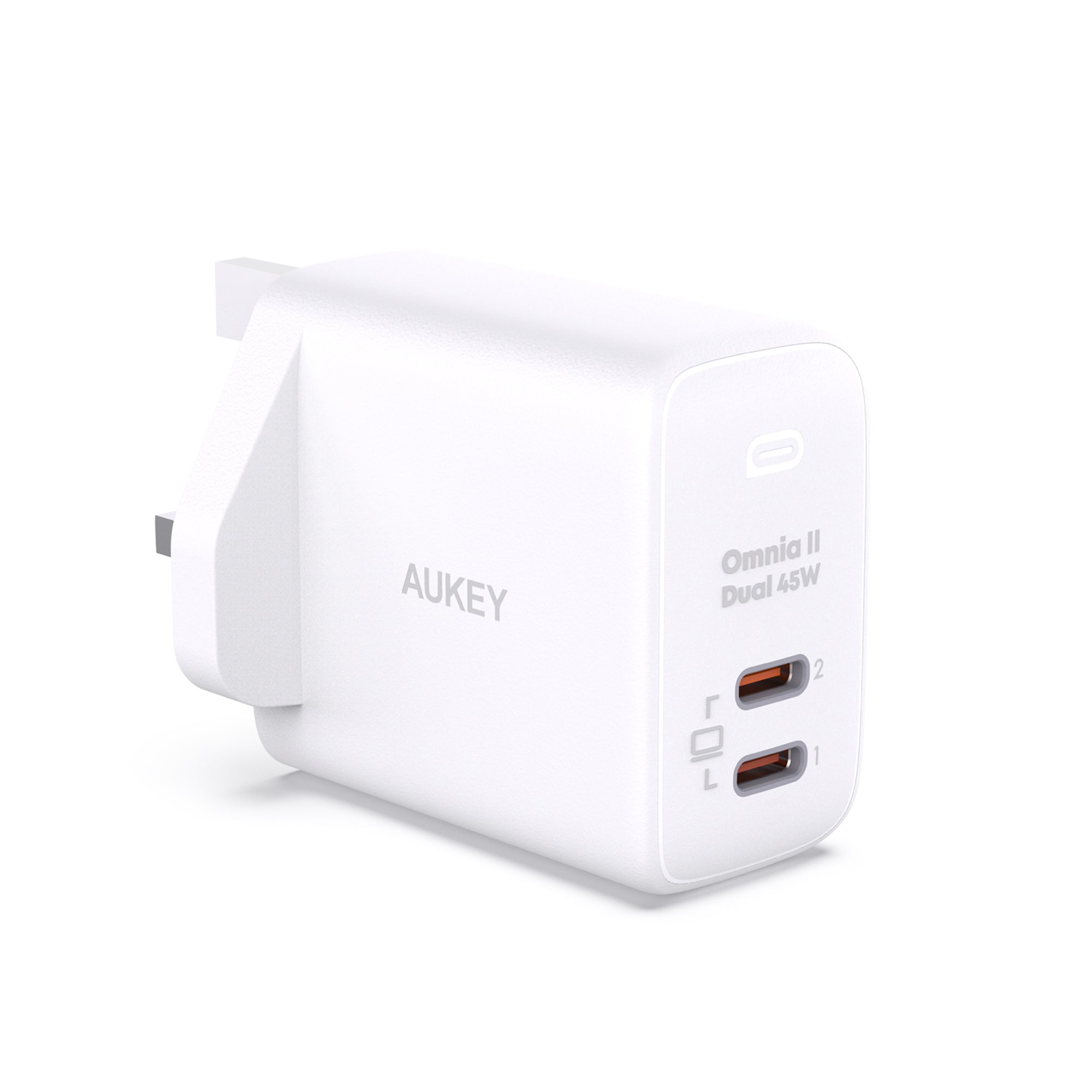 Aukey PA-B4T Omnia ll Dual-Port USB-C 45W PD Wall Charger with GaN Power Technology